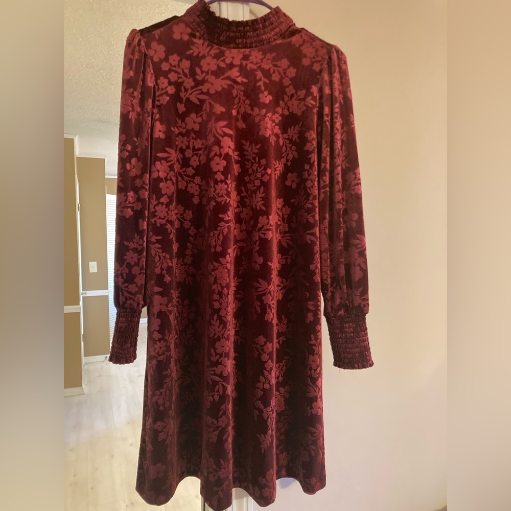 Matilda Jane crushed velvet deep red dress